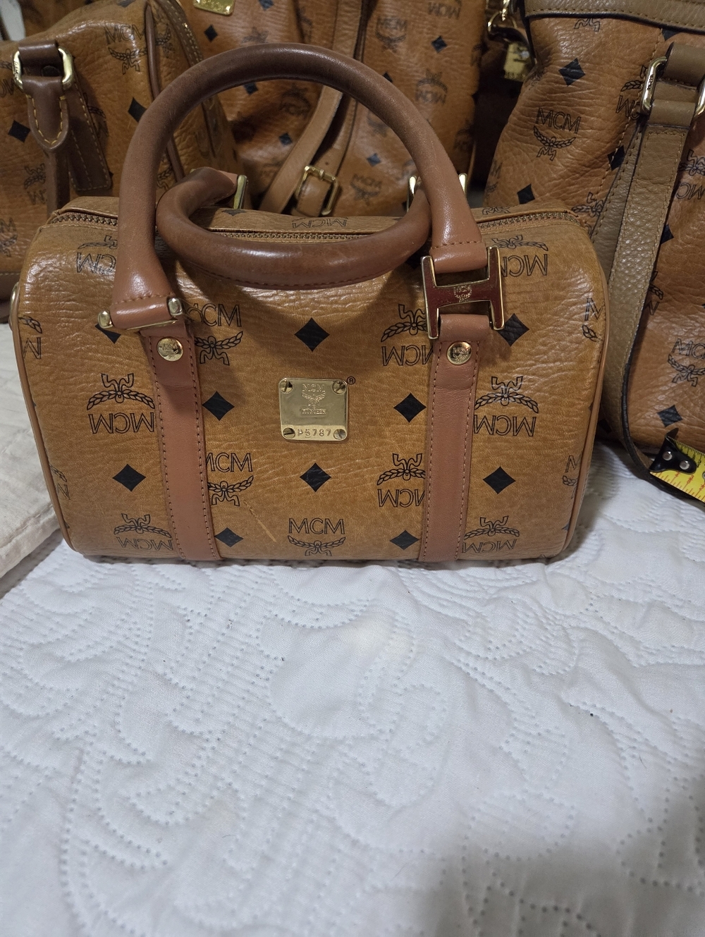 MCM Visetos Cognac Mini Boston Satchel - Picture 13 of 15